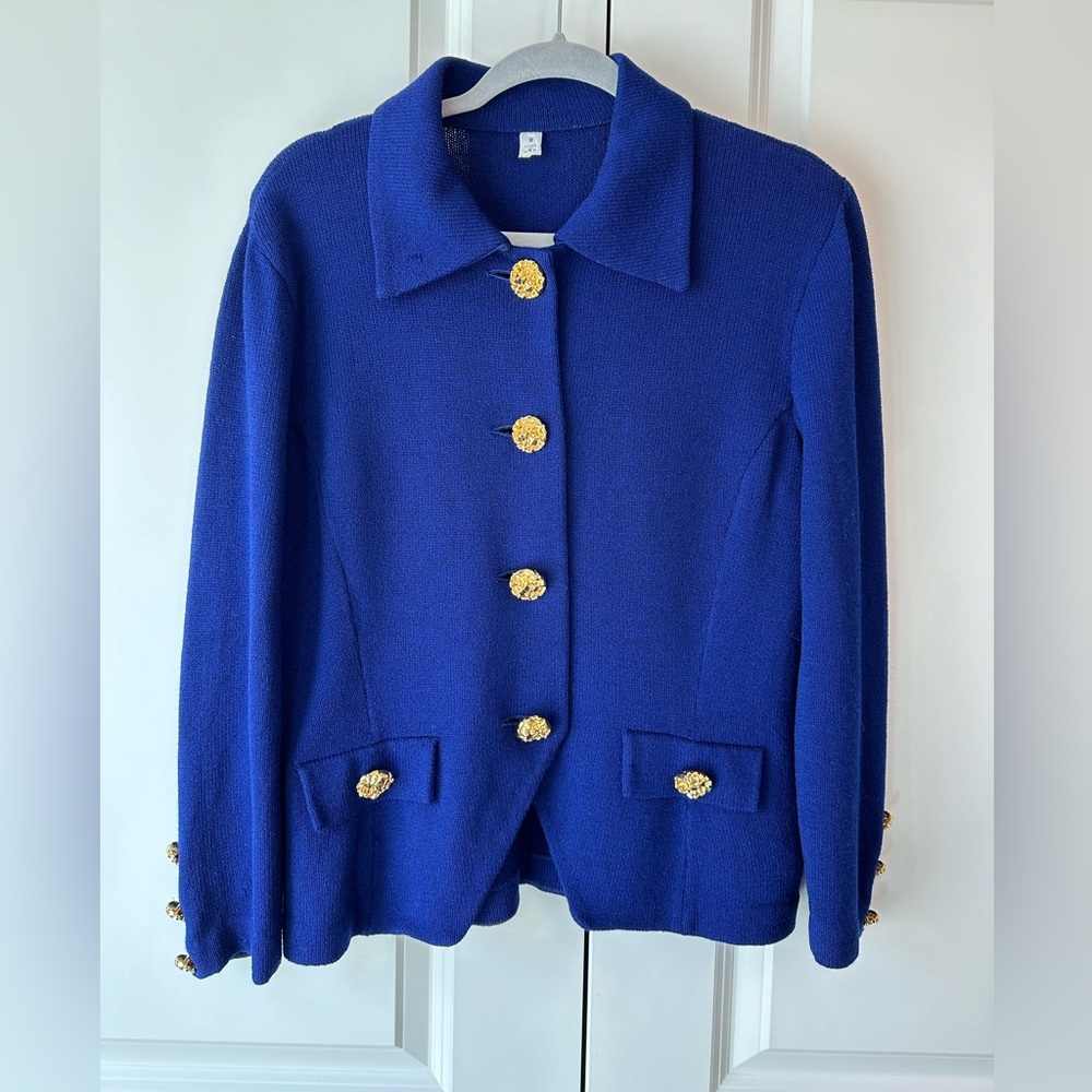 St John Collection by Marie Gray Women’s Royal Blue Santana Blazer Gold Size 8